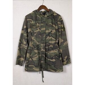 WOMEN'S L L.A. COALITION CAMO HOODED JACKET ZIP FRONT UTILITY POCKETSI
